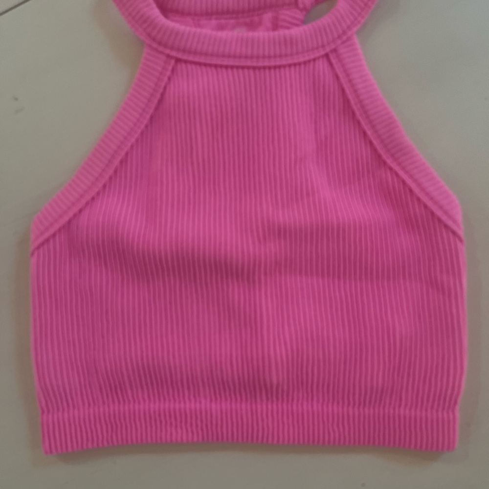 Aerie Vibrant Pink Ribbed Crop Top
